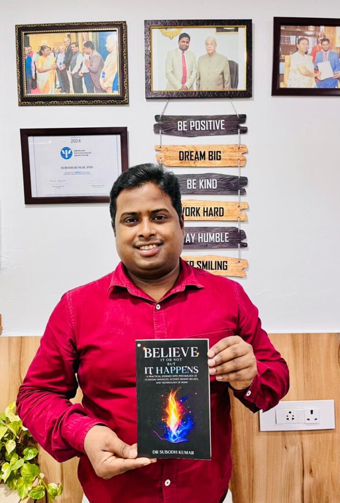 Dr Subodh Kumar holding his book “Believe It or Not, But It Happens” in his hands — a dream turned into reality.