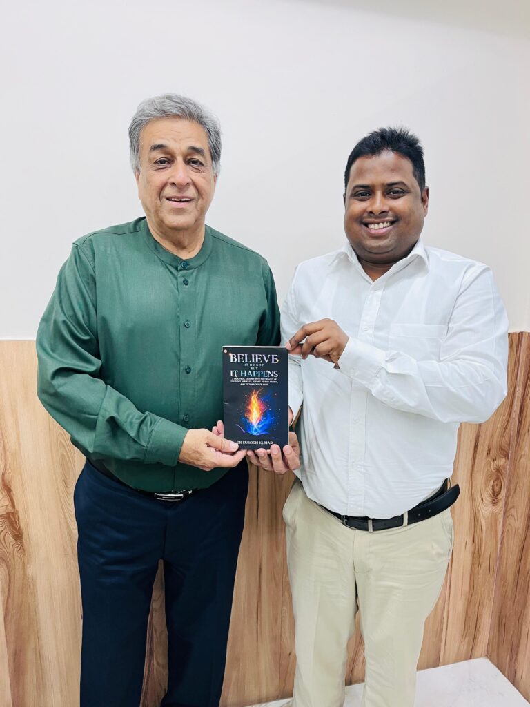 Dr Subodh Kumar presented his book “Believe It or Not, But It Happens” to Dr Rakesh Chopra, Director and Mentor, VataVriksh Parent Care.